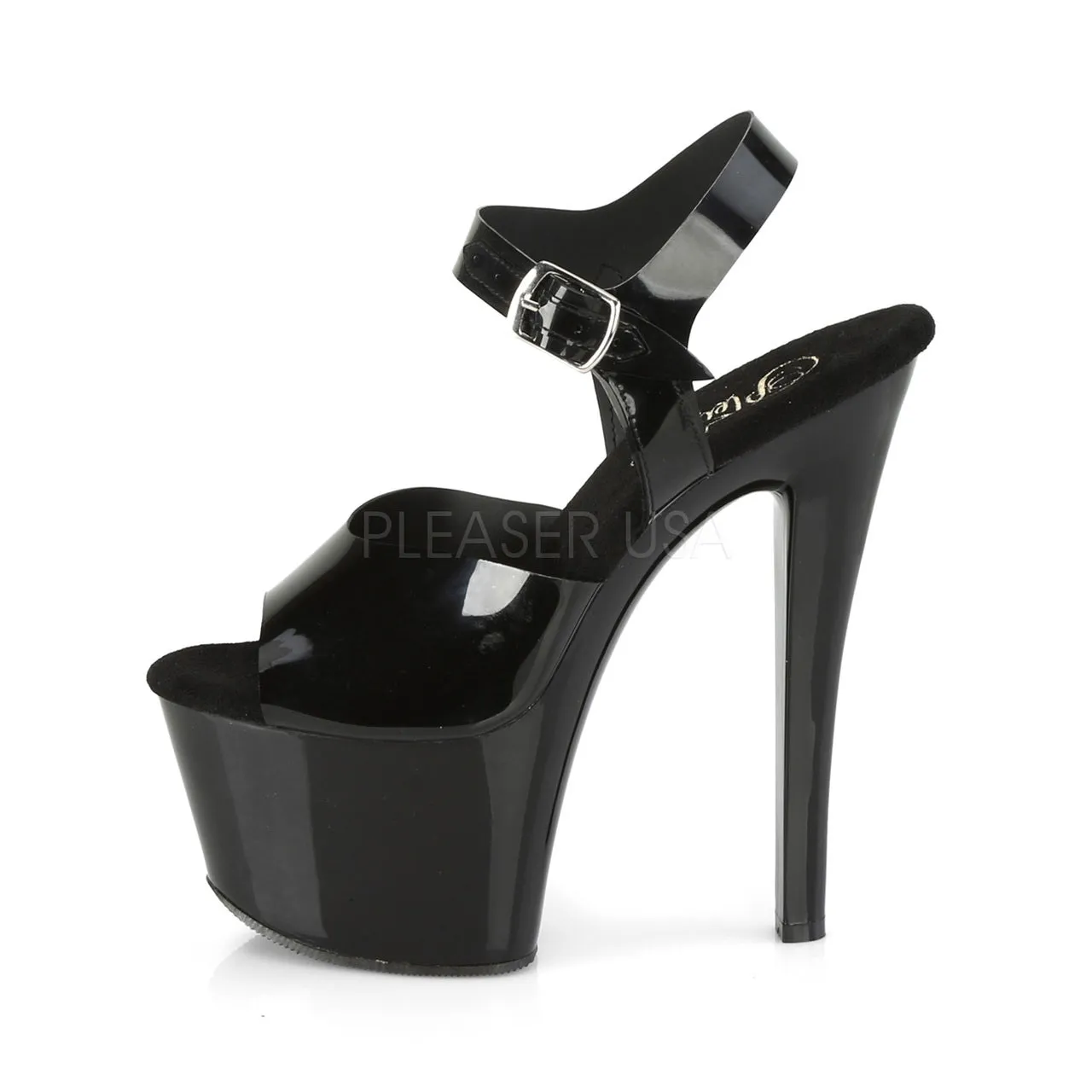 7" Heel Black Ankle Strap Platform Shoes*