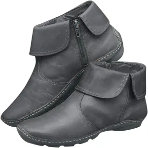 Ankle Booties for Women Flat Heel,Womens Ankle Boots Fashion Lace Up Side Zip Vintage Booties Low Heel Arch Support