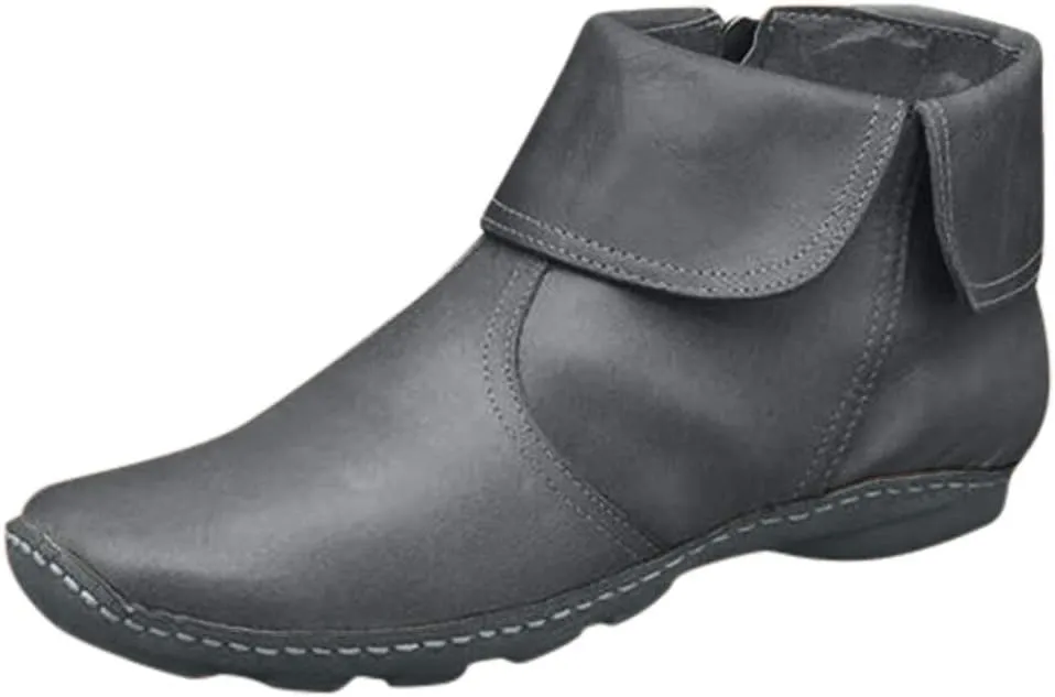 Ankle Booties for Women Flat Heel,Womens Ankle Boots Fashion Lace Up Side Zip Vintage Booties Low Heel Arch Support