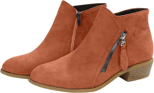 Ankle Boots Suede Short Boots Women Shoes Fashion Comfortable Square Low Heels Suede Flock Pointed Toe Non Slip