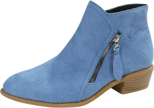 Ankle Boots Suede Short Boots Women Shoes Fashion Comfortable Square Low Heels Suede Flock Pointed Toe Non Slip