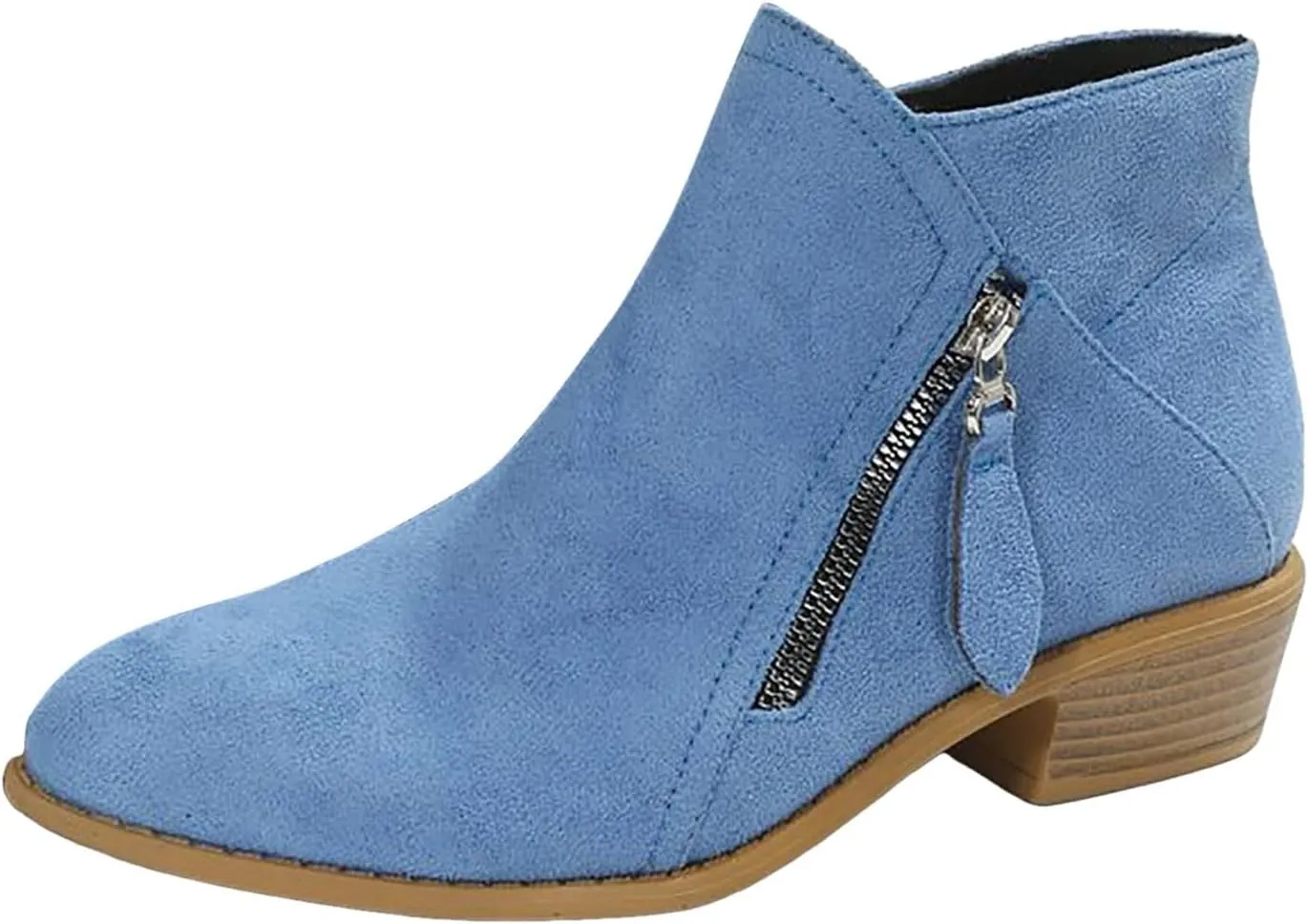Ankle Boots Suede Short Boots Women Shoes Fashion Comfortable Square Low Heels Suede Flock Pointed Toe Non Slip