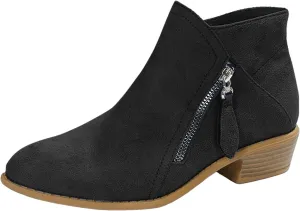 Ankle Boots Suede Short Boots Women Shoes Fashion Comfortable Square Low Heels Suede Flock Pointed Toe Non Slip