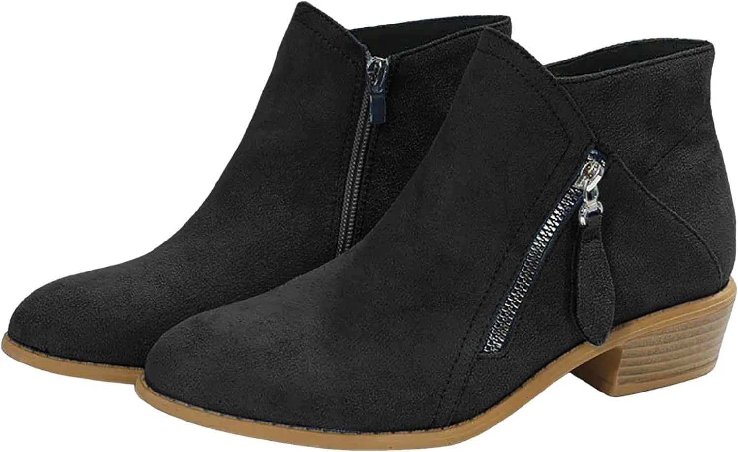 Ankle Boots Suede Short Boots Women Shoes Fashion Comfortable Square Low Heels Suede Flock Pointed Toe Non Slip