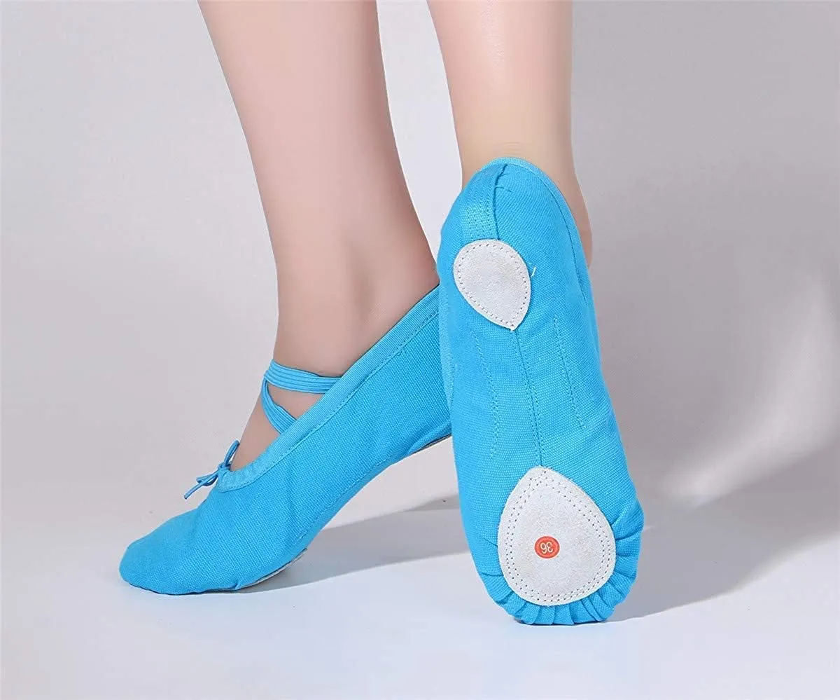 Ballet Canvas Dance Shoes Gymnastics Yoga Shoes Soft Canvas Flat Shoes for Children, Adults