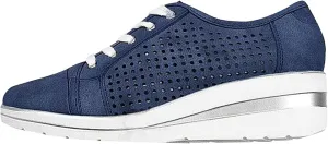 Bamboo Store Women Casual Shoes 9 New Women's Increased Shoes Mid-Heel Lace-up Casual Shoes Breathable Business Shoes Men