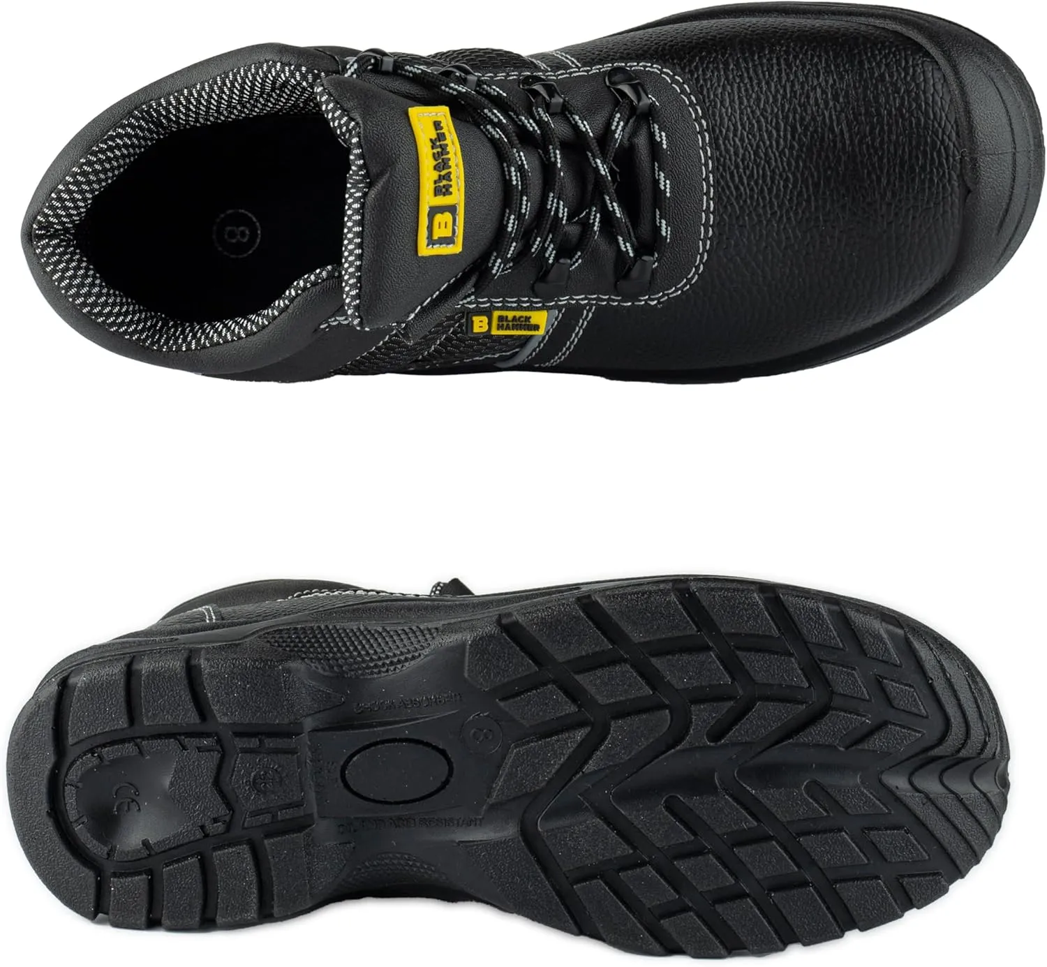 Black Hammer Safety Boots Steel Toe Cap Mens Oil & Slip Resistant S3 SRC Work Shoes 1471 Black