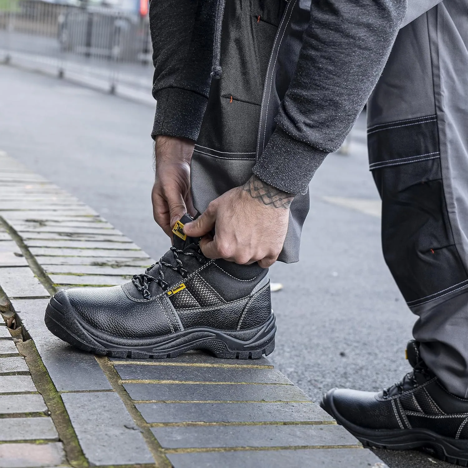 Black Hammer Safety Boots Steel Toe Cap Mens Oil & Slip Resistant S3 SRC Work Shoes 1471 Black