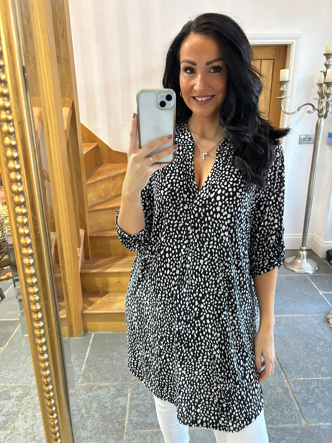 Black Speckled Tunic Gloria