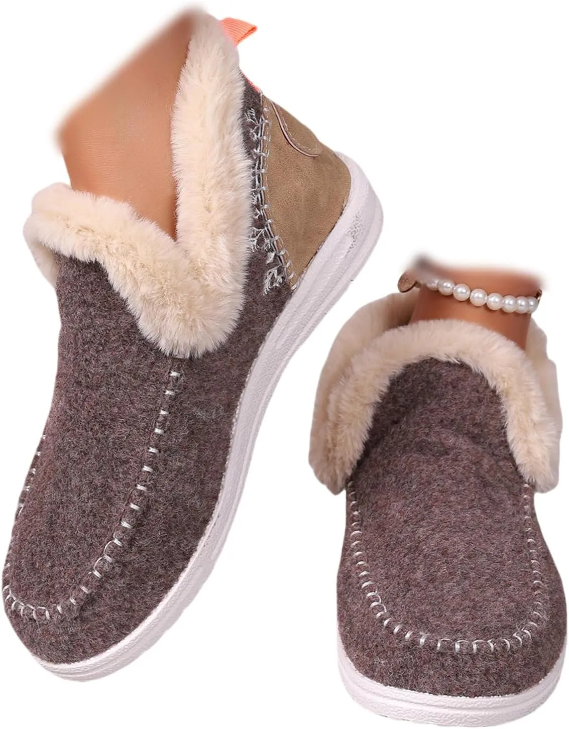 Boots For Women Ankle Booties Dressy Warm Fur Lined Winter Snow Short Booties Casual Fashion Trendy Loafers Shoes