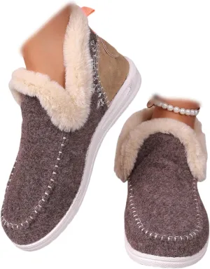 Boots For Women Ankle Booties Dressy Warm Fur Lined Winter Snow Short Booties Casual Fashion Trendy Loafers Shoes