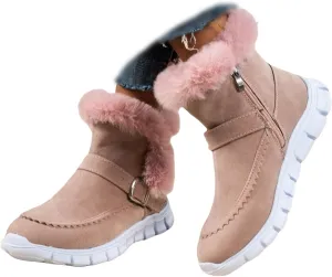 Boots For Women Ankle Booties Dressy Warm Snow Winter Boots Casual Trendy Comfortable Slip On Fur Lined Loafers Shoes