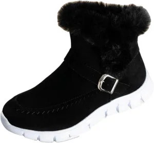 Boots For Women Ankle Booties With Fur Lined Snow Boots Anti-Slip Outdoor Winter Boots Warm Comfortable Loafers Shoes