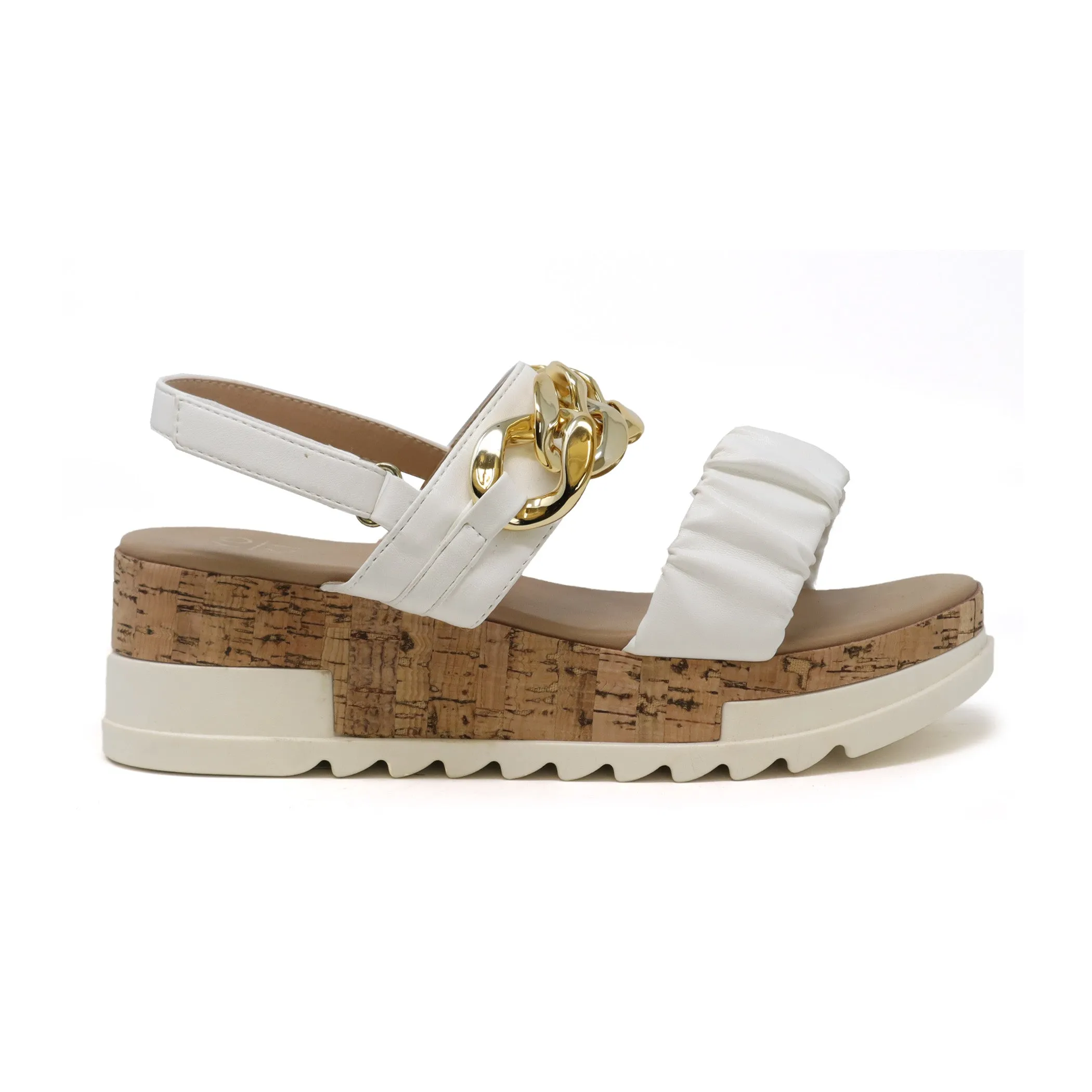 BRENDA-21 Women's Open Toe Platform Sandal With Chain
