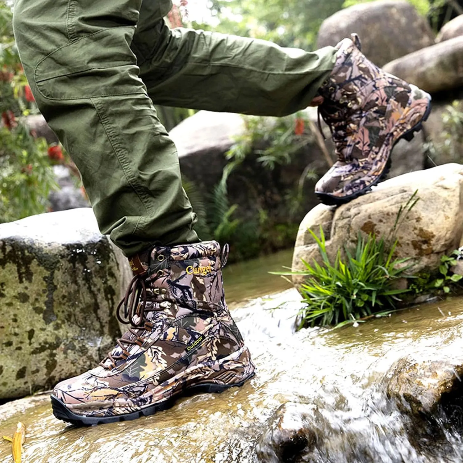 Camo Hiking Boots for Men Waterproof Slip-Resistant Durable Breathable Hunting Boots for Men Perfect for Outdoor Activities Mens Hunting Shoes Heavy Duty Camouflage Boots