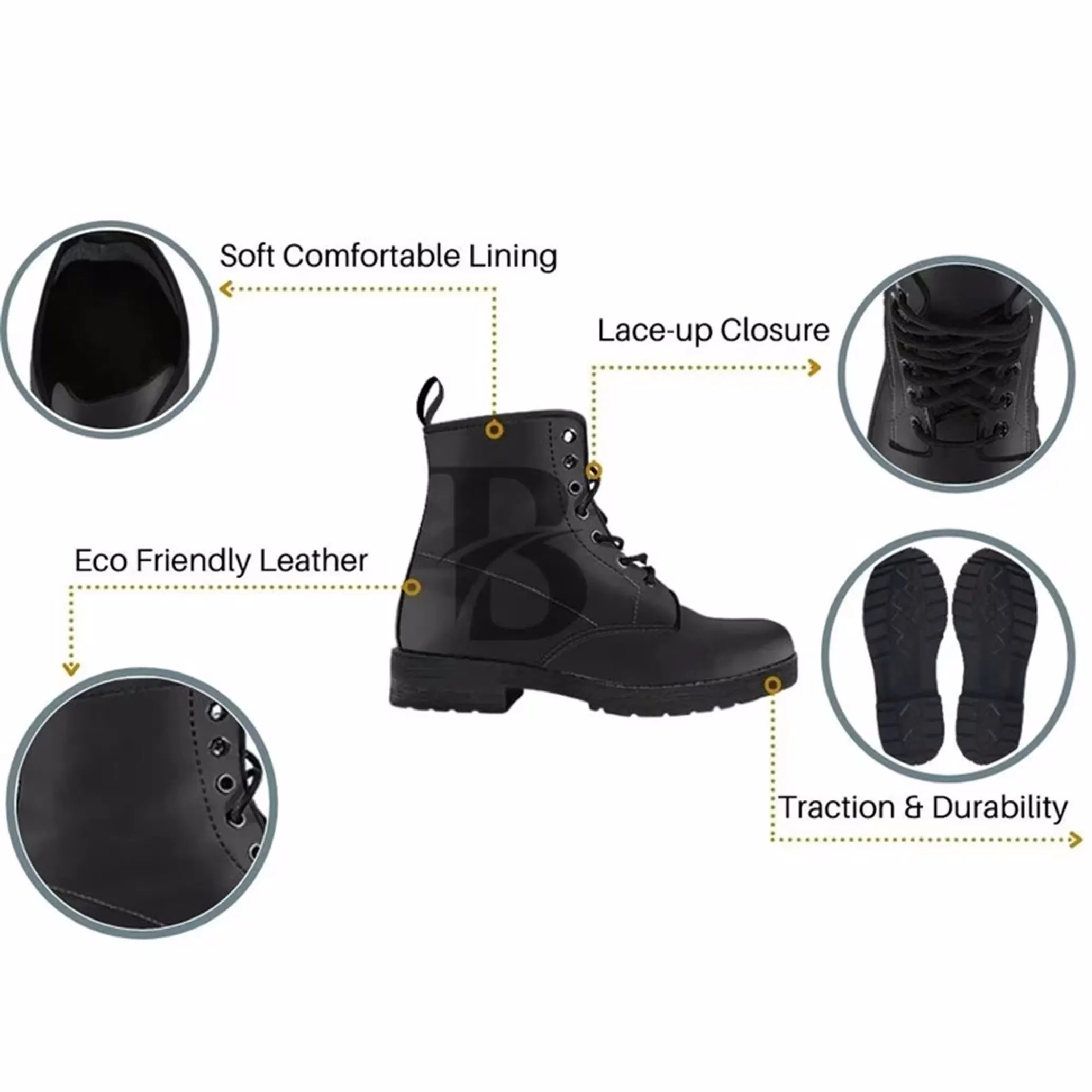Celestial Moon Handcrafted Vegan Leather Combat Boots