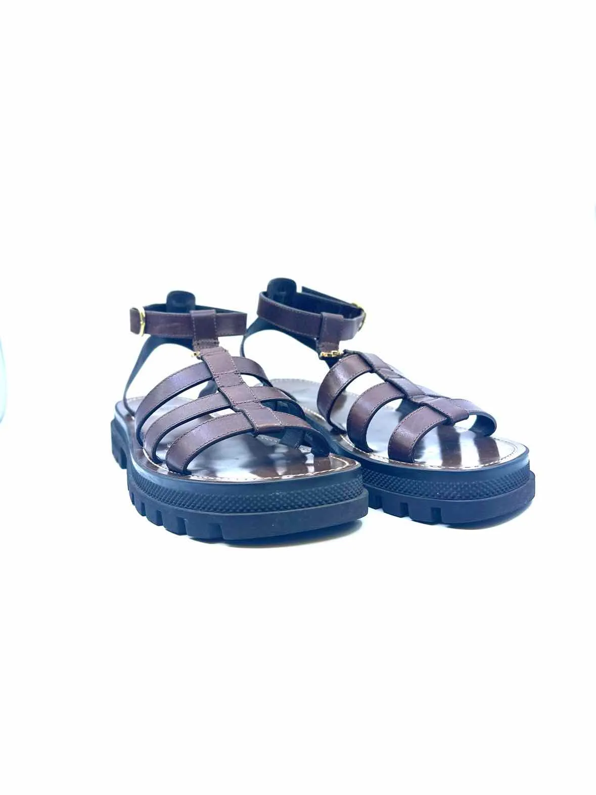 CELINE Size 11 Brown Leather Sandals