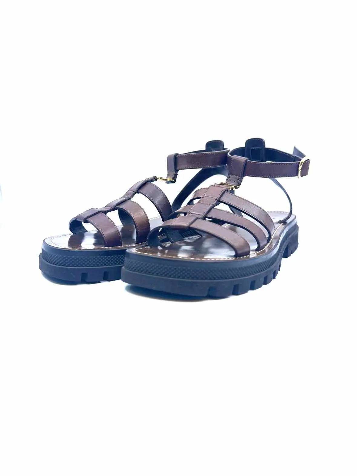 CELINE Size 11 Brown Leather Sandals