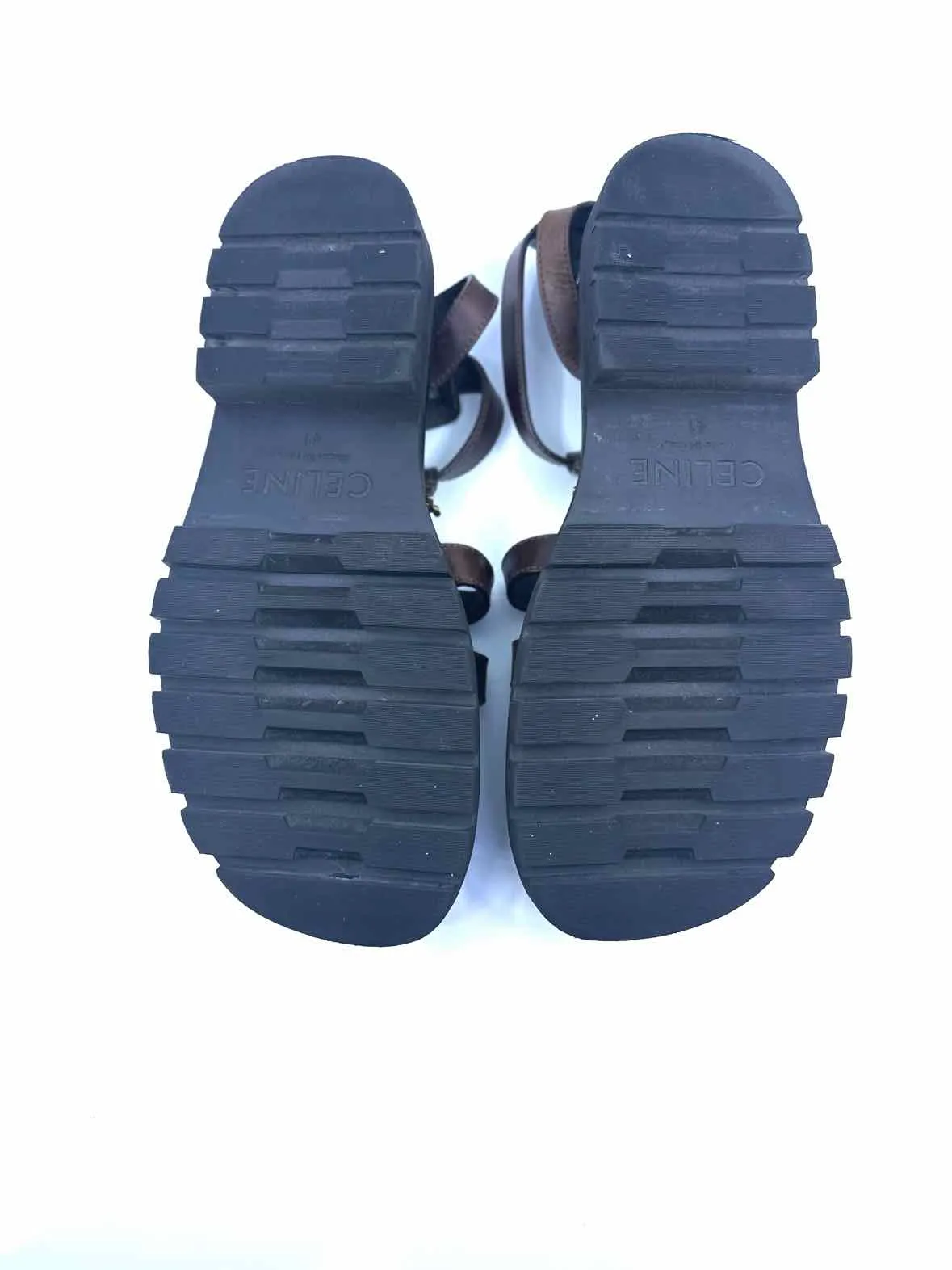 CELINE Size 11 Brown Leather Sandals