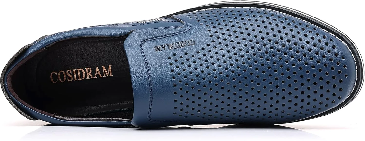 COSIDRAM Mens Casual Shoes Slip on Loafers Lightweight Hollow Out Breathable Male Shoes