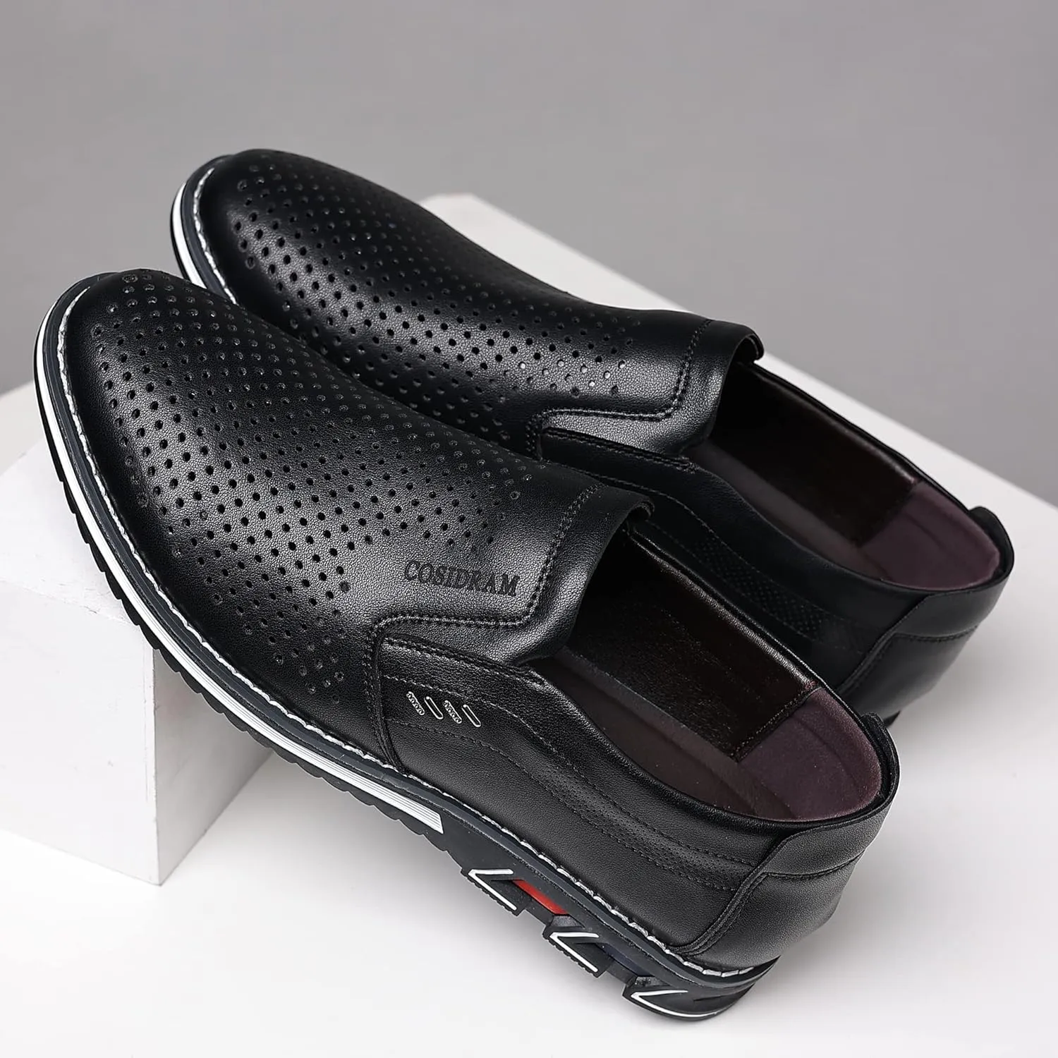 COSIDRAM Mens Casual Shoes Slip on Loafers Lightweight Hollow Out Breathable Male Shoes