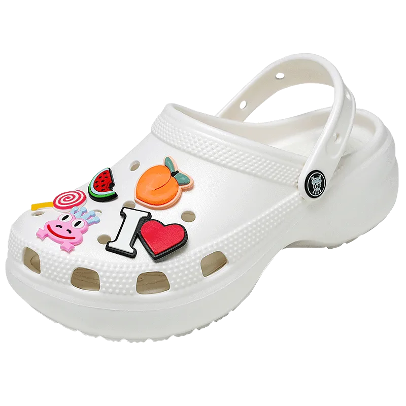 Cute Purple Woman Clogs Chunky Fruit Pattern Womens Platform Sandals Hollow Out Fashion Women's Wedge Sandals zuecos sanitarios