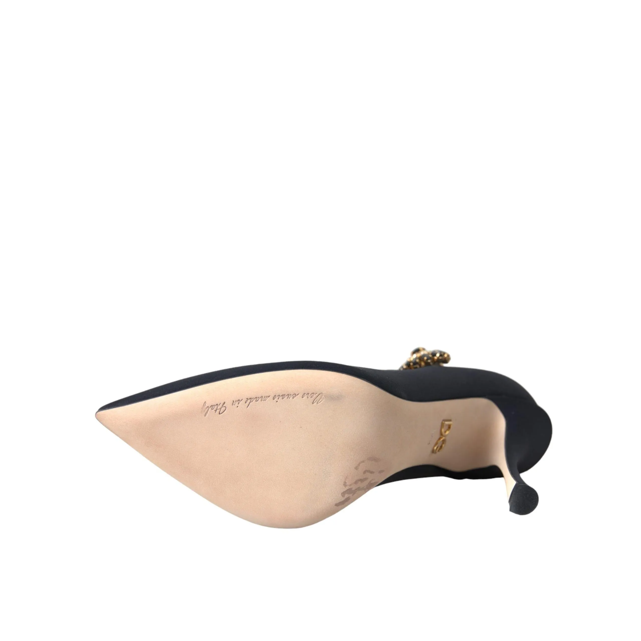 Dolce & Gabbana Black Mary Jane Jersey Crystal Pumps Shoes