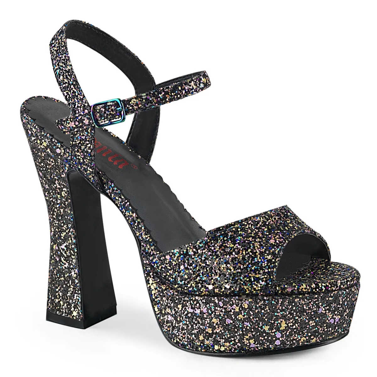 DOLLY-09 DemoniaCult Black Glitter Sexy Women's Sandals (Alternative Footwear)