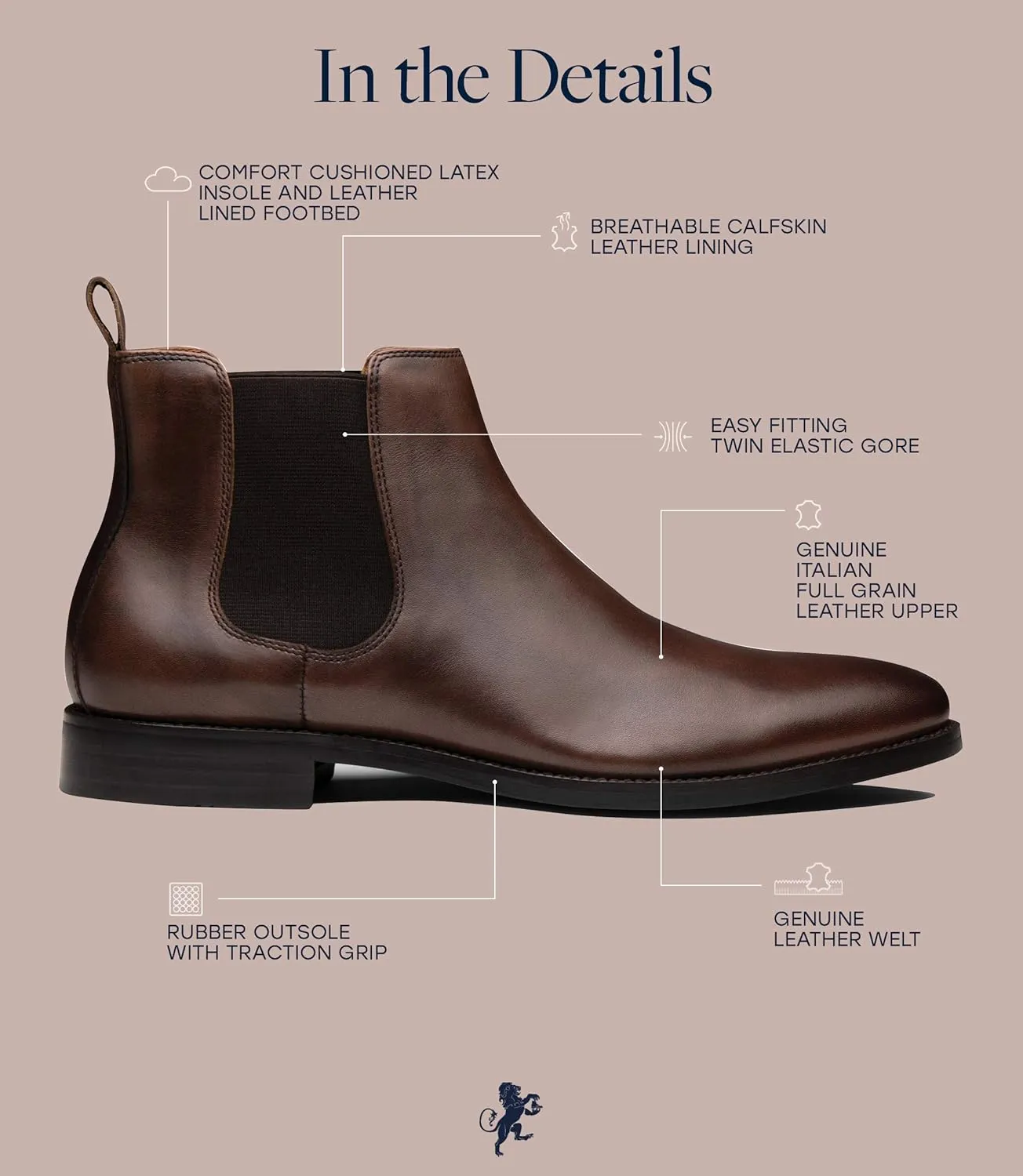 Dunross & Sons Men Jayden Chelsea Boot, Comfortable Leather Boot