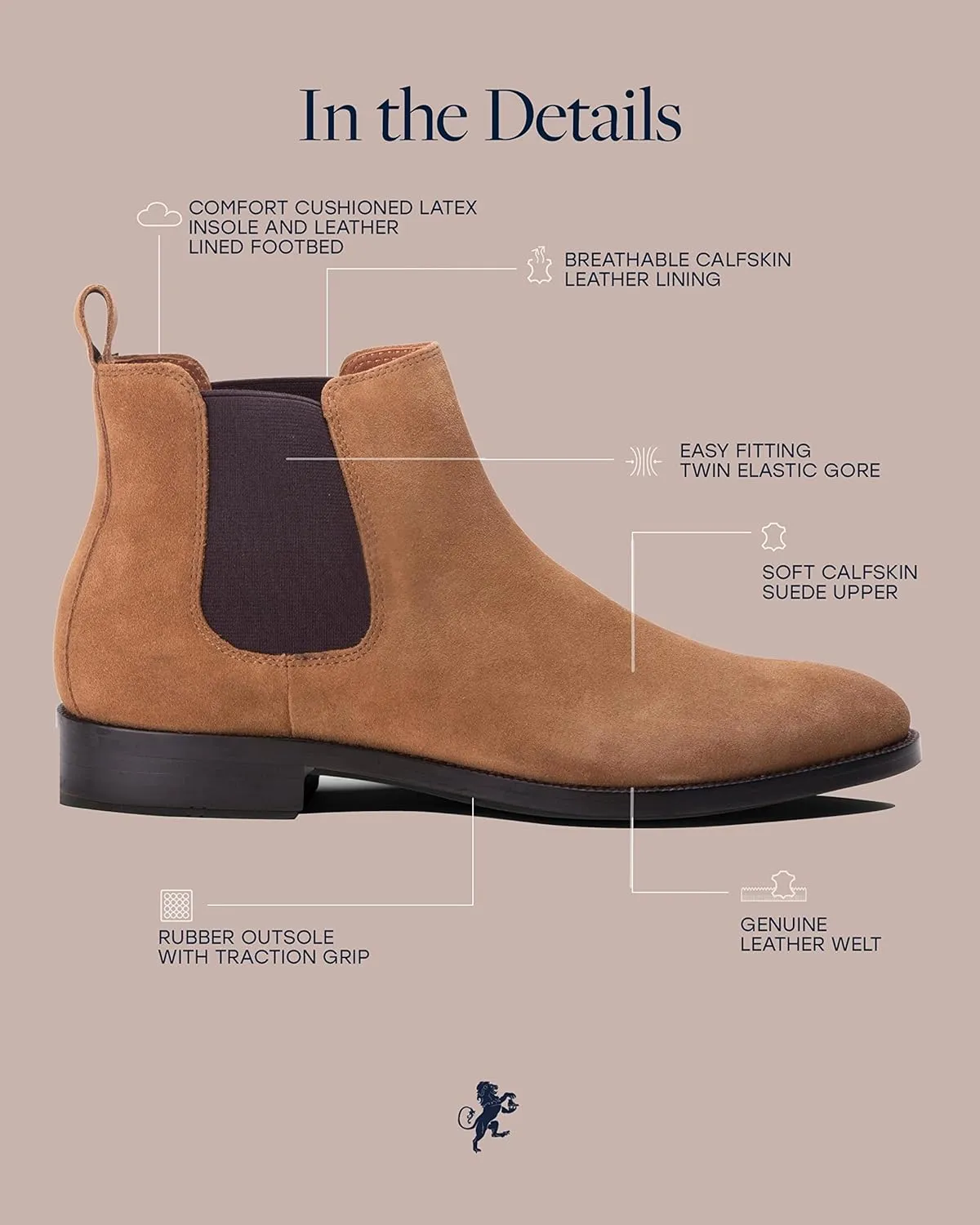 Dunross & Sons Men Jayden Chelsea Boot, Comfortable Leather Boot