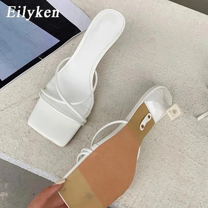 Eilyken Fashion Gold Silver Sandals Thin Low Heel Lace Up Rome Summer Gladiator Shoes for Women