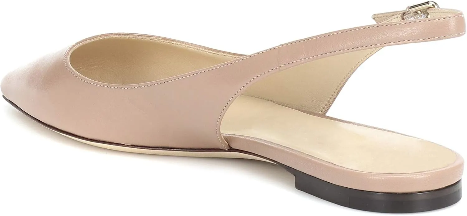 Eldof Women's Ballet Flat Pumps | Pointed Toe Slingback Flat Pumps | Closed Pointed Toe Buckled Slingback Flat
