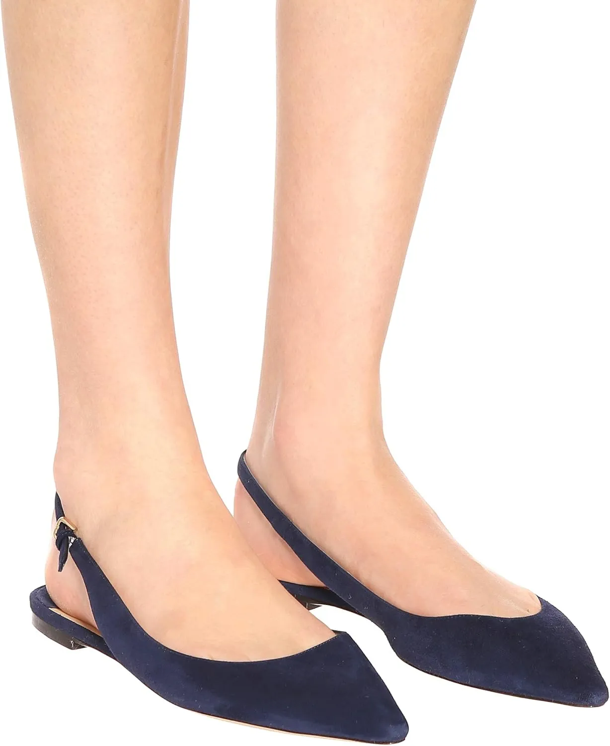 Eldof Women's Ballet Flat Pumps | Pointed Toe Slingback Flat Pumps | Closed Pointed Toe Buckled Slingback Flat