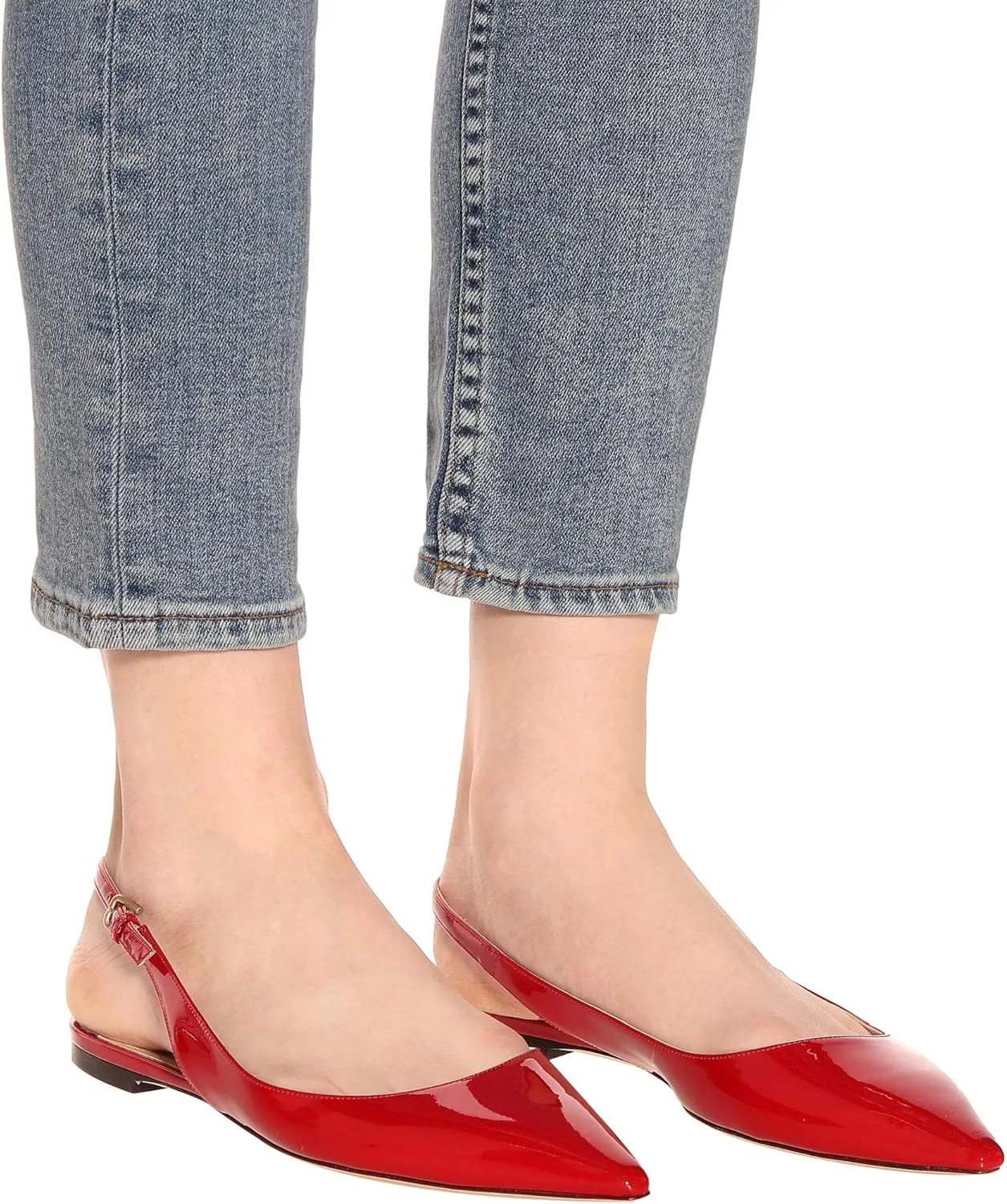 Eldof Women's Ballet Flat Pumps | Pointed Toe Slingback Flat Pumps | Closed Pointed Toe Buckled Slingback Flat