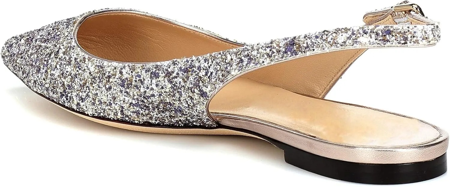 Eldof Women's Ballet Flat Pumps | Pointed Toe Slingback Flat Pumps | Closed Pointed Toe Buckled Slingback Flat