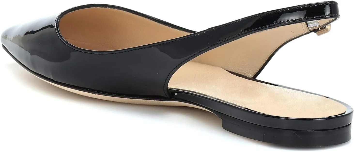 Eldof Women's Ballet Flat Pumps | Pointed Toe Slingback Flat Pumps | Closed Pointed Toe Buckled Slingback Flat