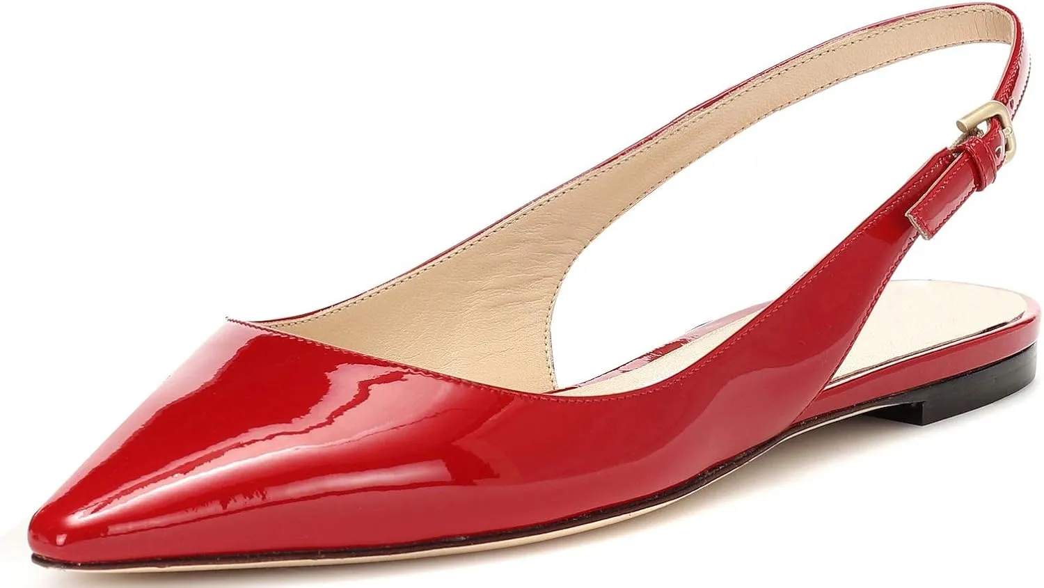 Eldof Women's Ballet Flat Pumps | Pointed Toe Slingback Flat Pumps | Closed Pointed Toe Buckled Slingback Flat