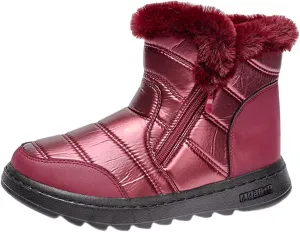 Fashion Furry Boots for Women Water Proof Insulated Snow Boots Soft Soled Non Slip Boots Winter Snow Hiking Boots