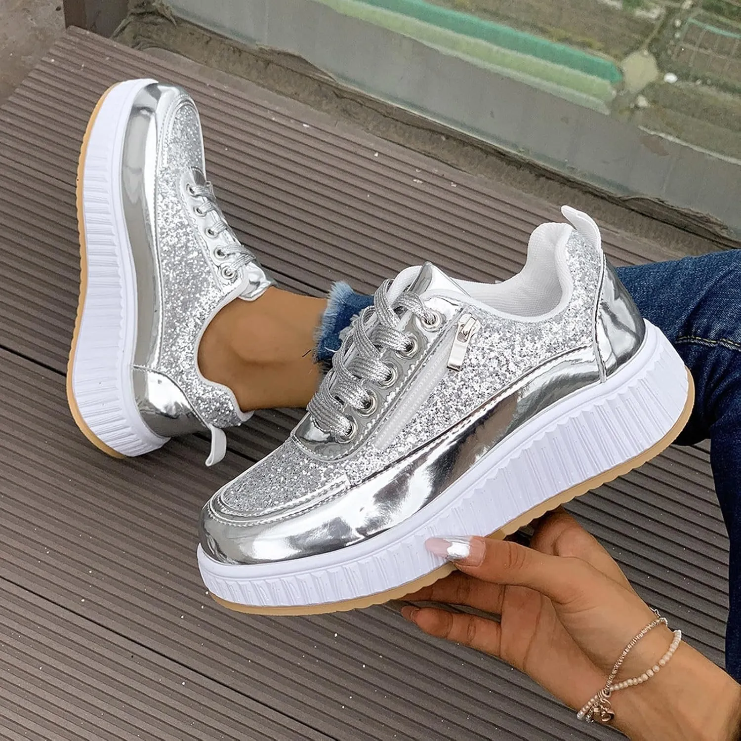 Fashion Sneakers For Women 2025 Platform,Womens White Platform Sneakers Canvas Platform Shoes for Women Black Casual Tennis Shoes Comfortable Walking Shoes for Women Slip on Lace Up Sneakers