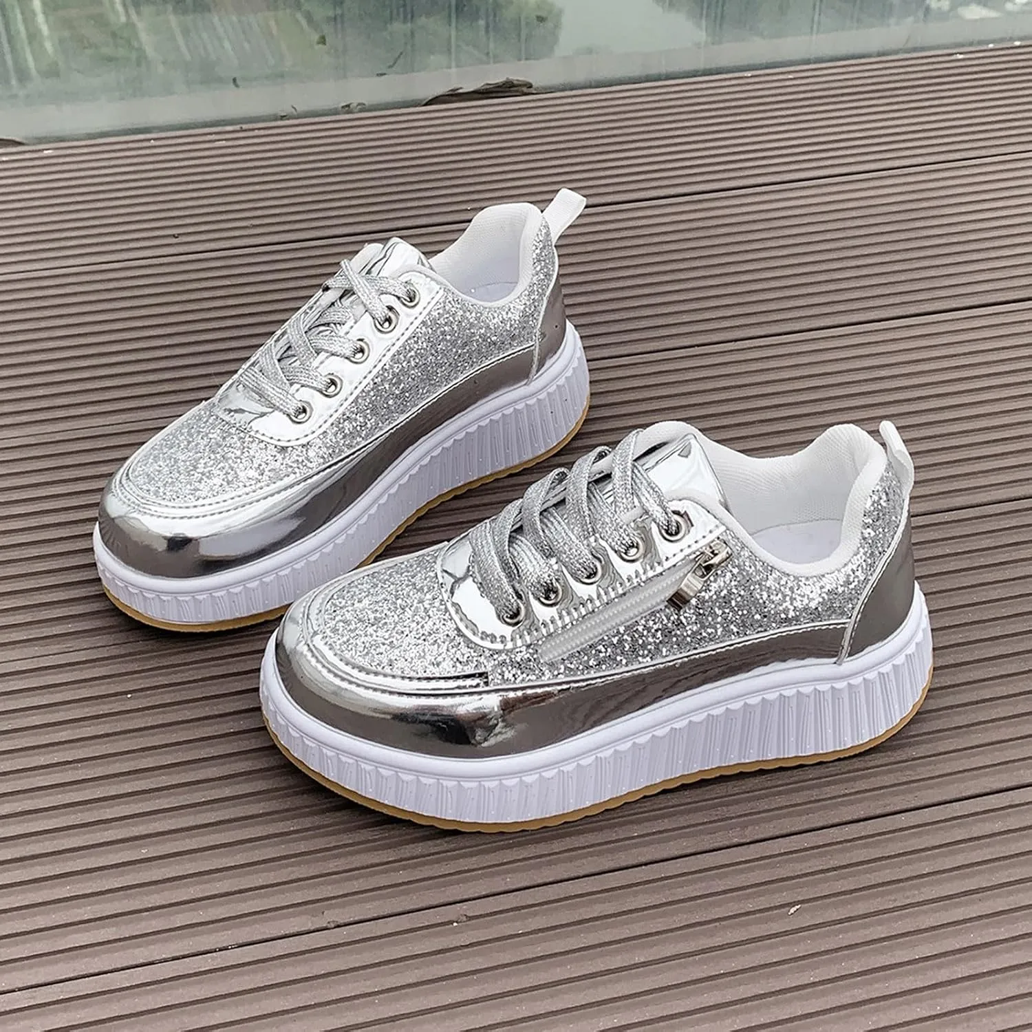 Fashion Sneakers For Women 2025 Platform,Womens White Platform Sneakers Canvas Platform Shoes for Women Black Casual Tennis Shoes Comfortable Walking Shoes for Women Slip on Lace Up Sneakers