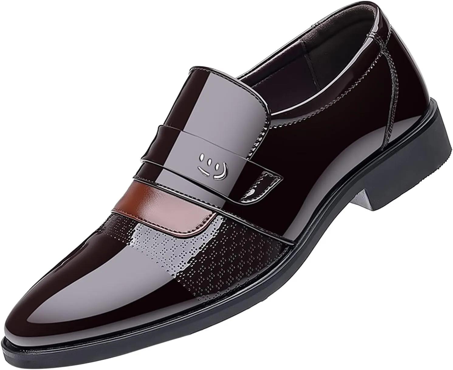 Fashion Summer and Autumn Men Leather Shoes Low Heeled Pointed Toe Slip On Business Simple Solid Shoes for Men Leather 7 Men