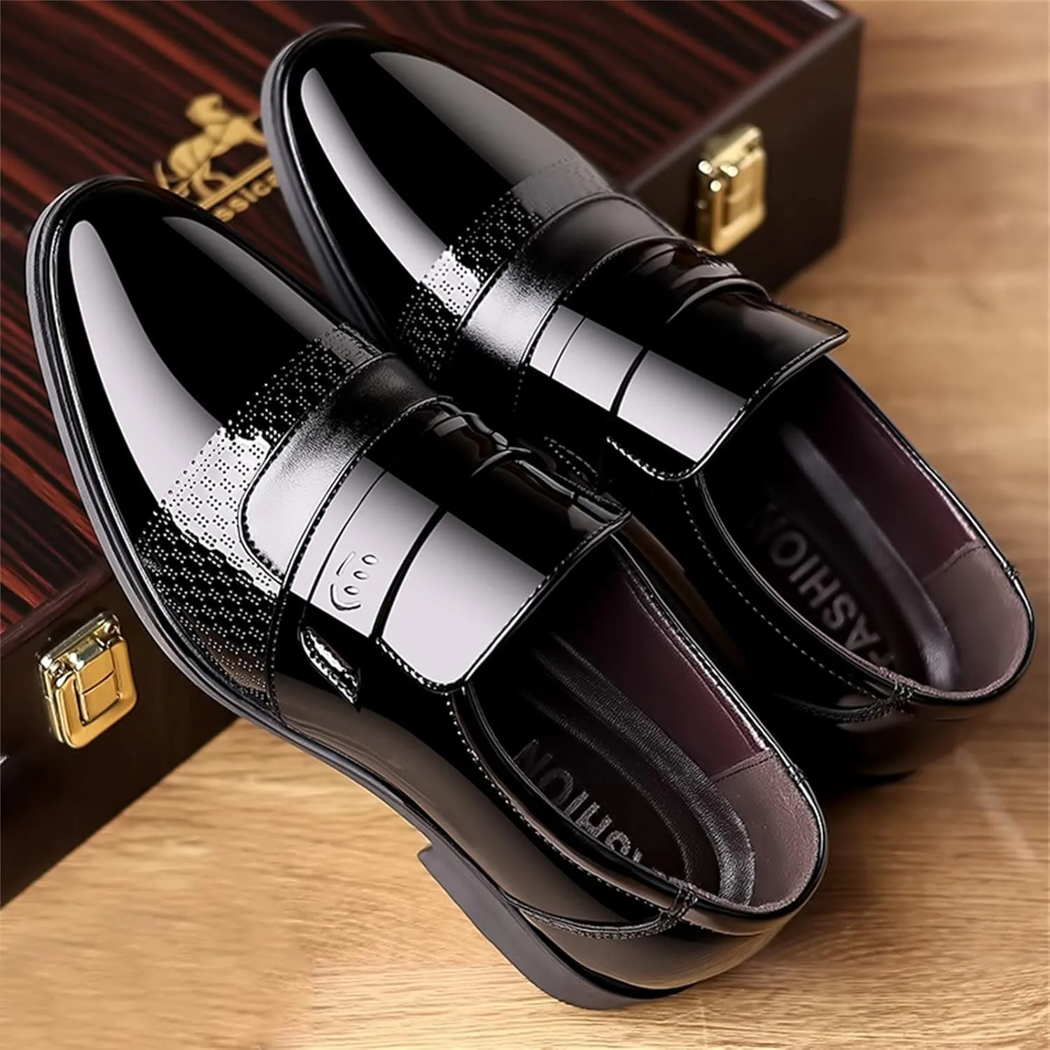 Fashion Summer and Autumn Men Leather Shoes Low Heeled Pointed Toe Slip On Business Simple Solid Shoes for Men Leather 7 Men