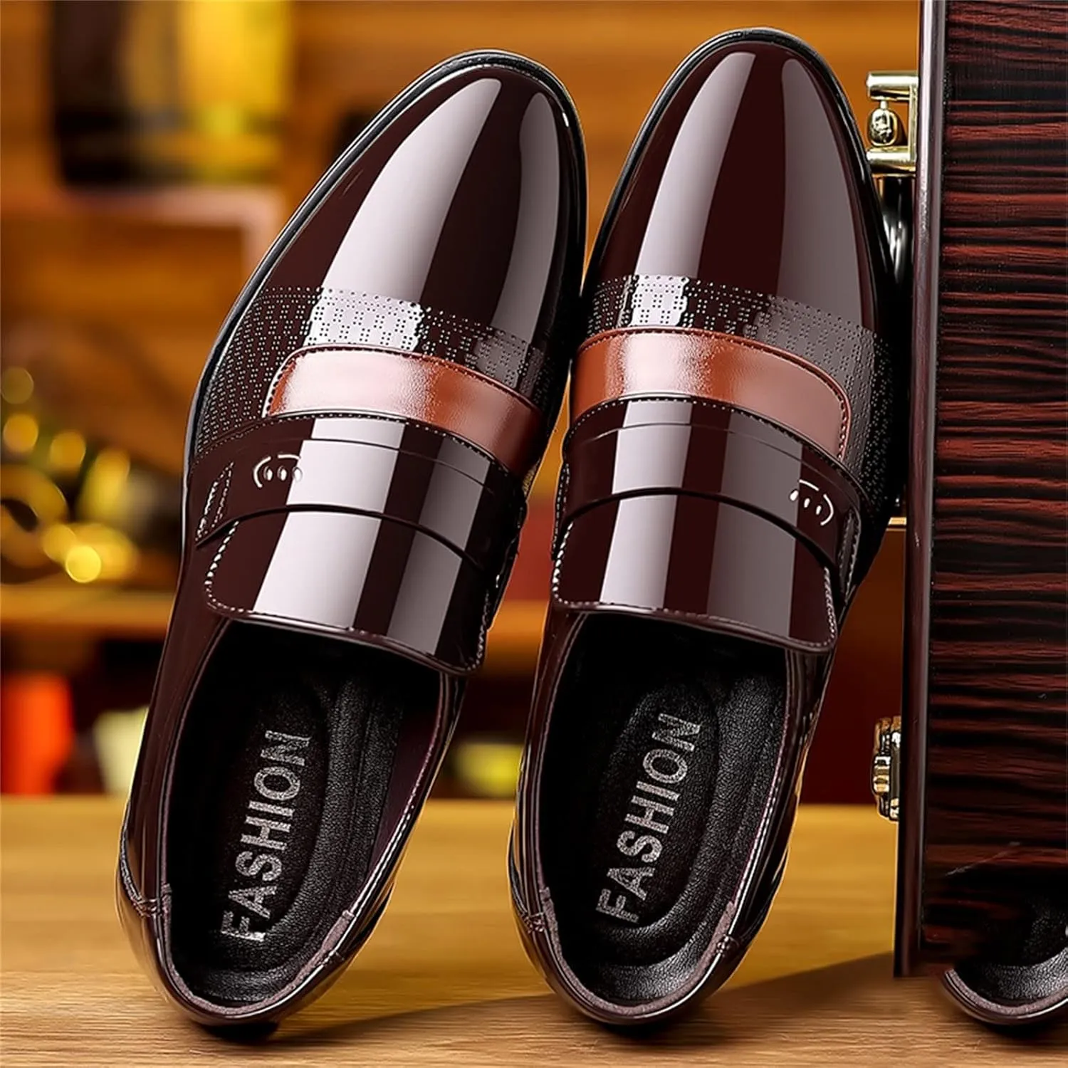 Fashion Summer and Autumn Men Leather Shoes Low Heeled Pointed Toe Slip On Business Simple Solid Shoes for Men Leather 7 Men