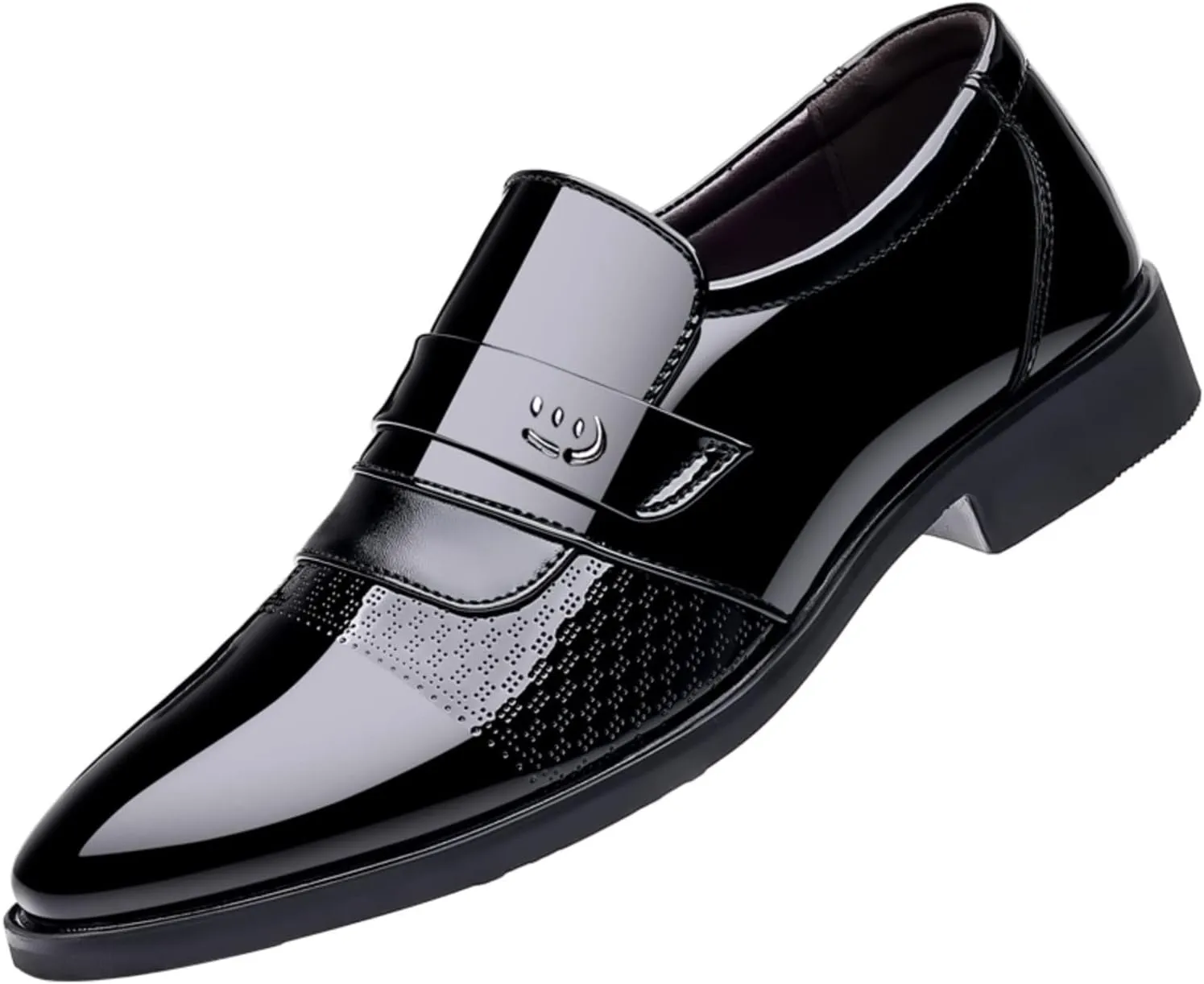 Fashion Summer and Autumn Men Leather Shoes Low Heeled Pointed Toe Slip On Business Simple Solid Shoes for Men Leather 7 Men