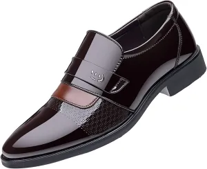Fashion Summer and Autumn Men Leather Shoes Low Heeled Pointed Toe Slip On Business Simple Solid Shoes for Men Leather 7 Men