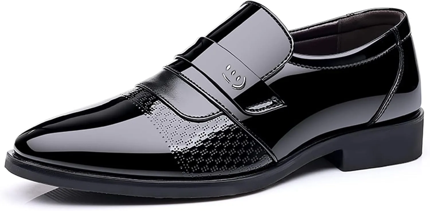 Fashion Summer and Autumn Men Leather Shoes Low Heeled Pointed Toe Slip On Business Simple Solid Shoes for Men Leather 7 Men