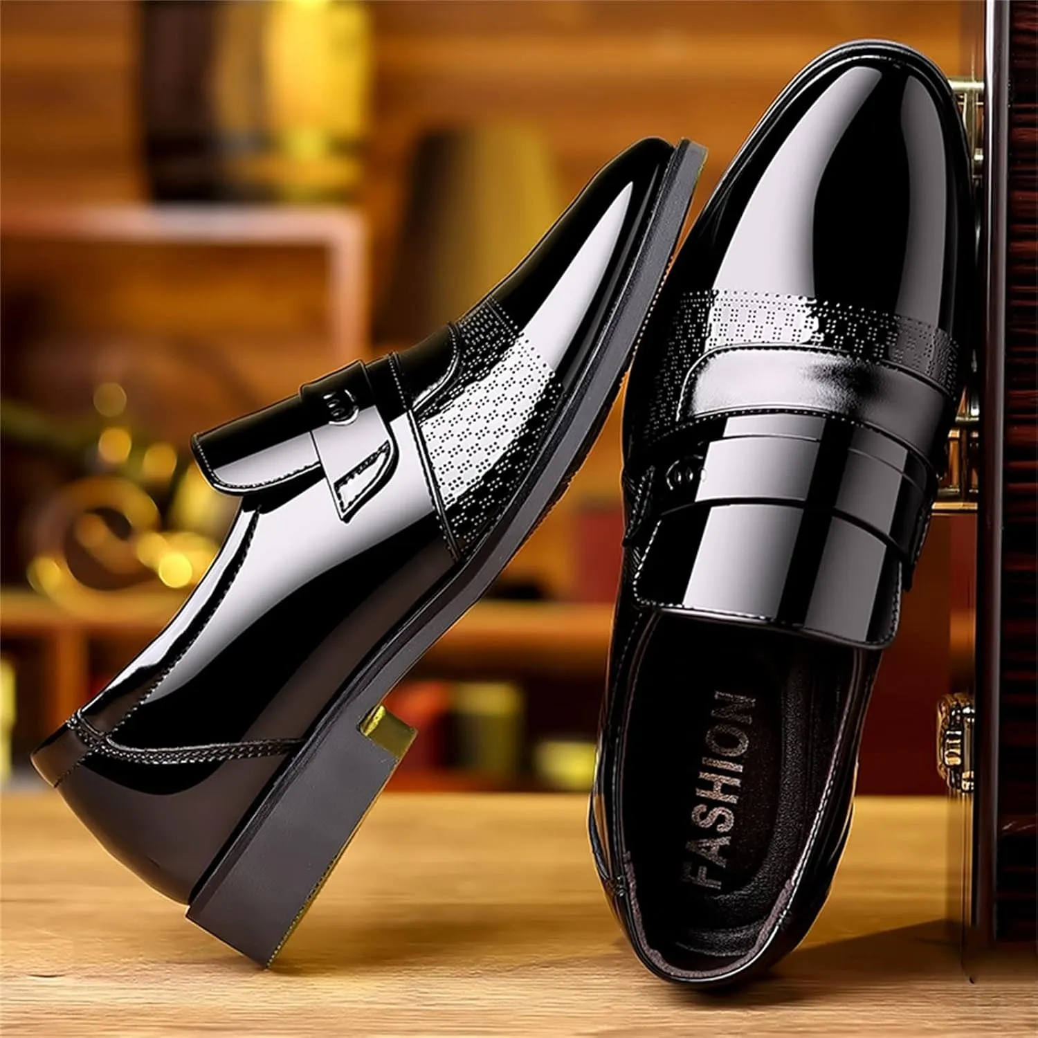 Fashion Summer and Autumn Men Leather Shoes Low Heeled Pointed Toe Slip On Business Simple Solid Shoes for Men Leather 7 Men