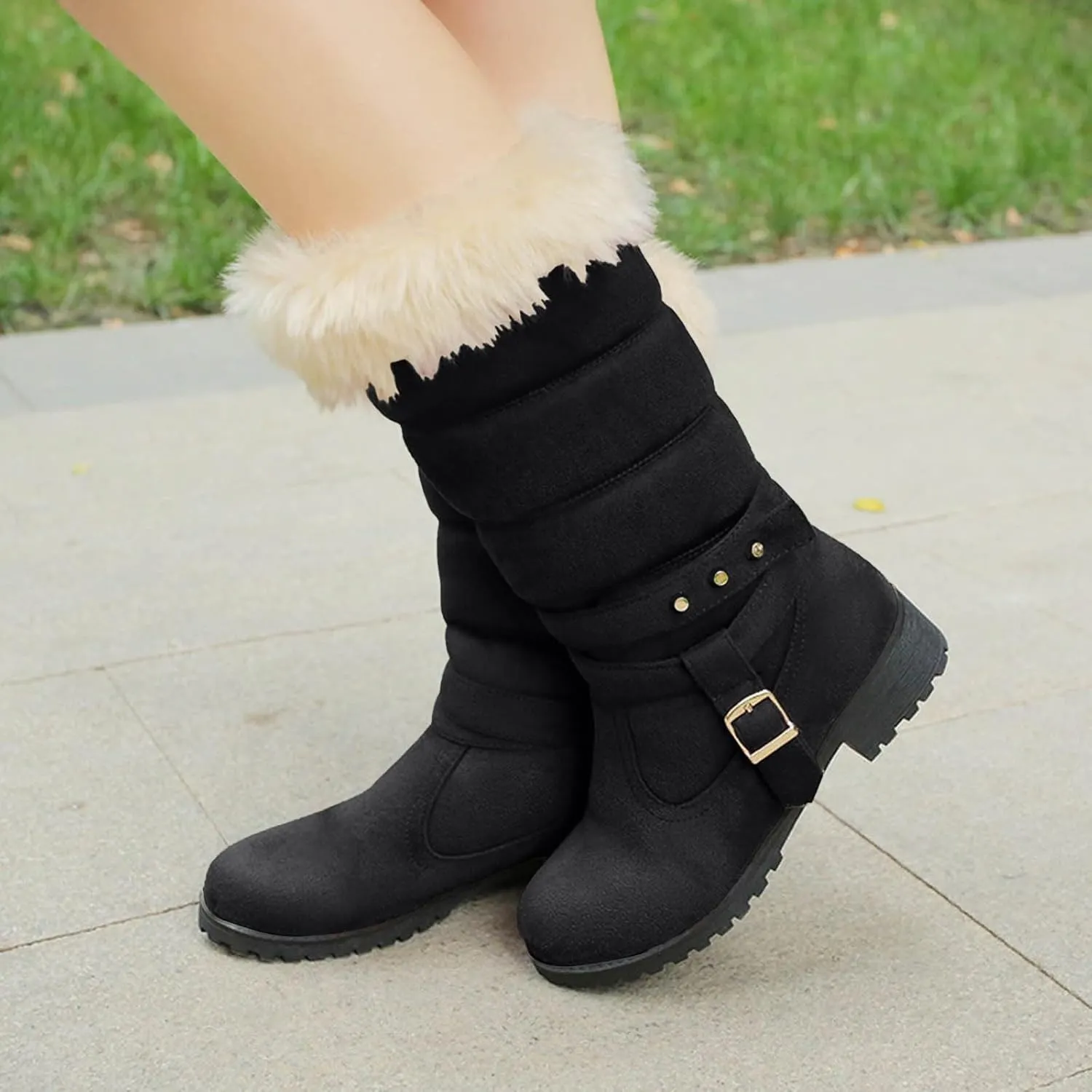 Fashionable And Classic High Top Warm Plus Velvet Low Heeled Round Toe Snow Boots For Women Womens Tote Snow