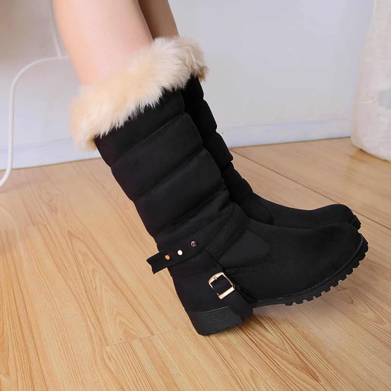 Fashionable And Classic High Top Warm Plus Velvet Low Heeled Round Toe Snow Boots For Women Womens Tote Snow