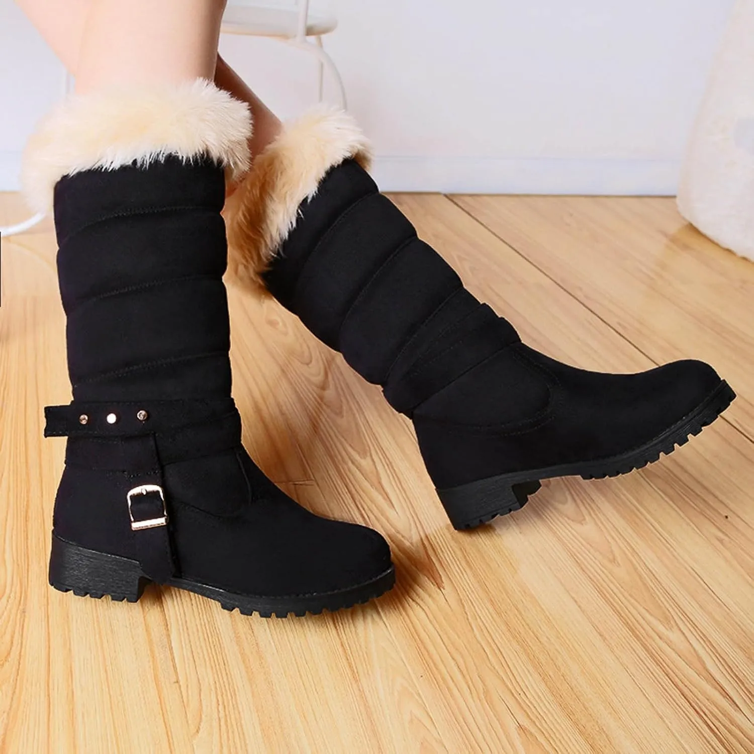 Fashionable And Classic High Top Warm Plus Velvet Low Heeled Round Toe Snow Boots For Women Womens Tote Snow
